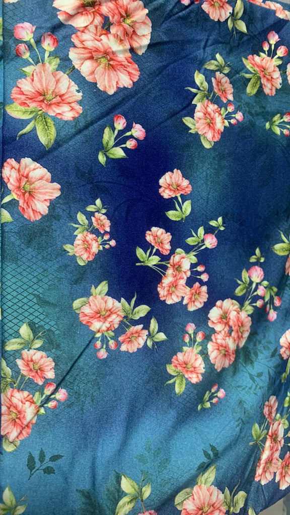 Peach Floral Bamboo French Terry – MarbleNZ Fabrics