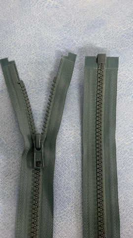 Size 5 - Grey (Molded plastic) Open ended YKK Zipper