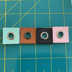 27mm Square PU Leather sew on Eyelet - Mint