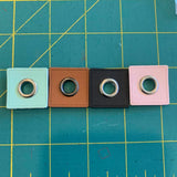 27mm Square PU Leather sew on Eyelet - GreyB