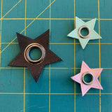 35mm Star PU Leather sew on Eyelet - Mint
